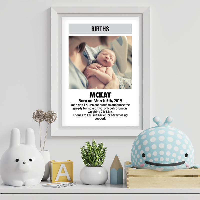 Custom ODT Classified Print - Birth Announcement
