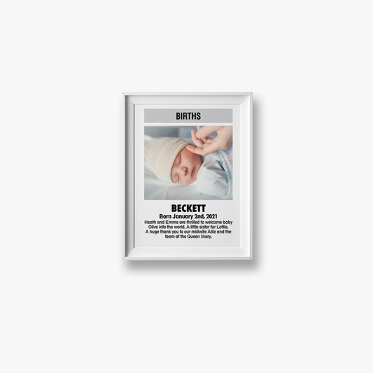 Custom ODT Classified Print - Birth Announcement