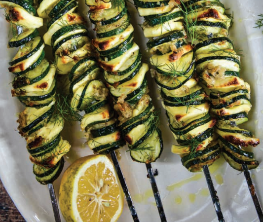 Skewered Courgettes, Halloumi and Lemon