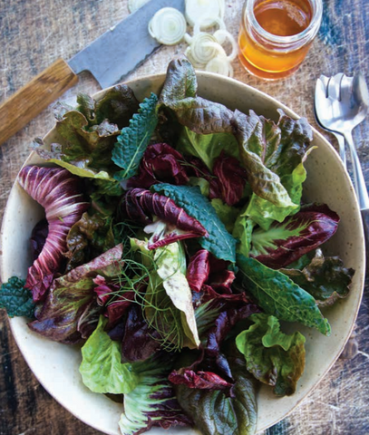 Spring leaf salad  with shallot dressing