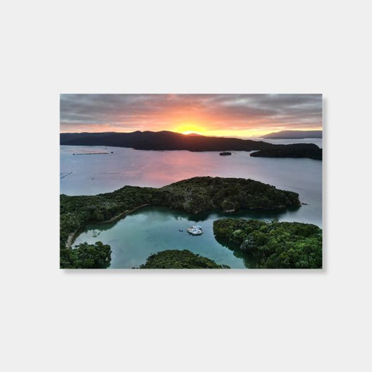 Sun sets over Stewart Island photo print